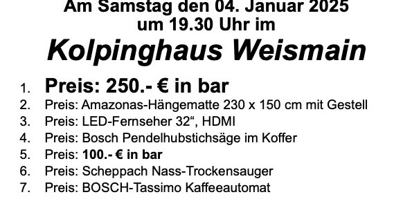 Preisschafkopf am 04.01.2025